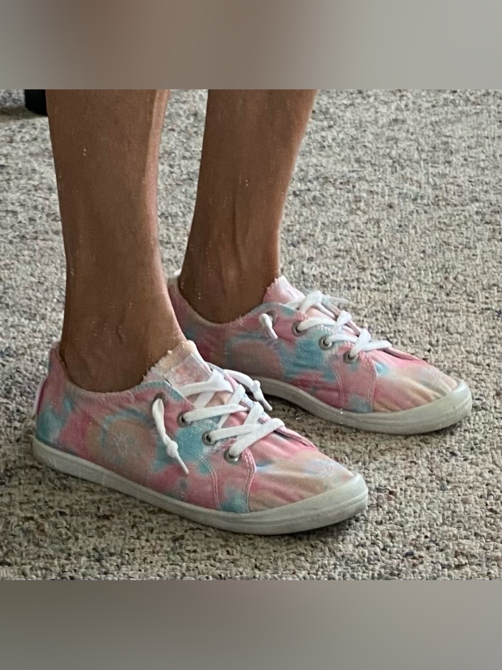 Roxy Tie-Dye Canvas Lace-Up Sneakers - Pink & Blue